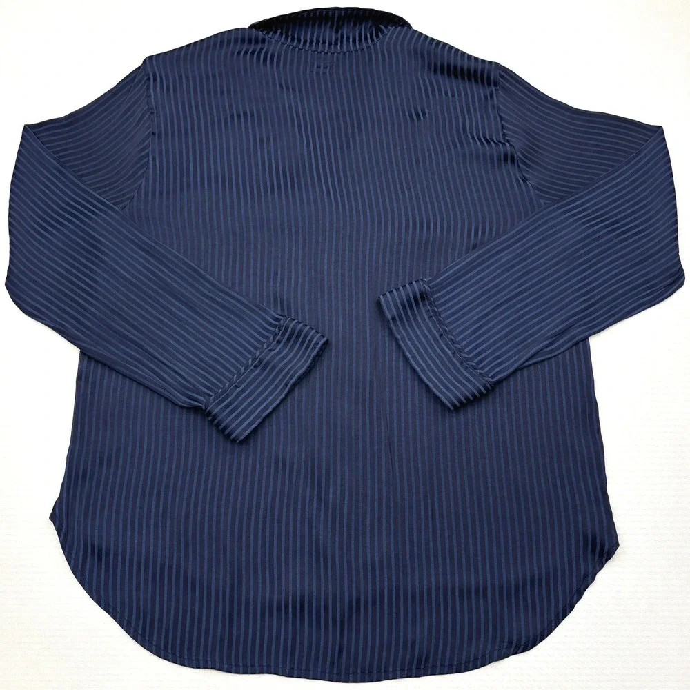 GapBody Pajama Shirt Womens Small Navy Blue Striped Button Front Sleep Lounge S